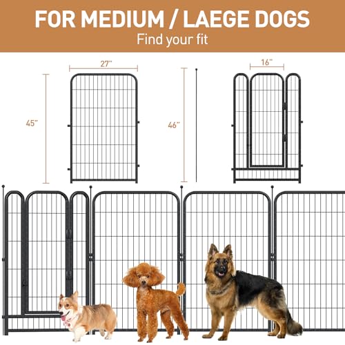 40 Inch 16 Panel Metal Dog Playpen Black-Silver N571725