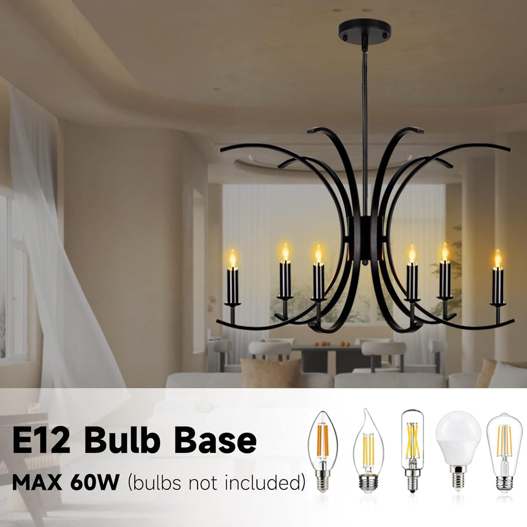 Black 6-Light Metal Chandelier B165906