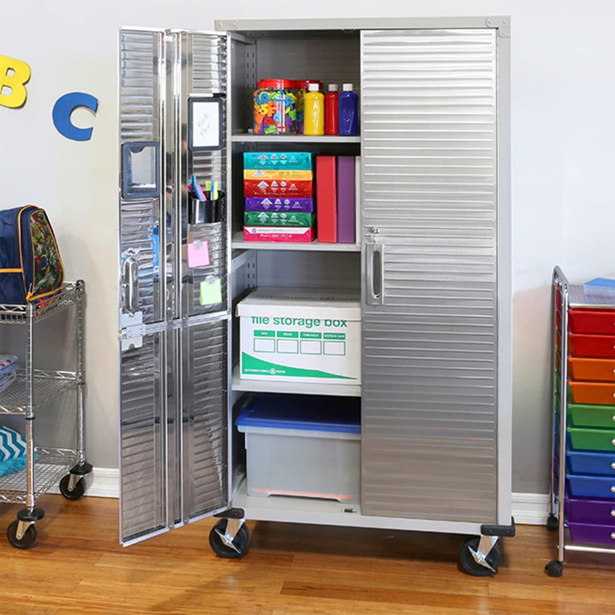 Full Door Rolling Storage Cabinet, 36" W x 18" D x 72" H, Granite Y427063