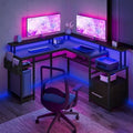 Computer Desk with Monitor Stand and File Cabinet B48997
