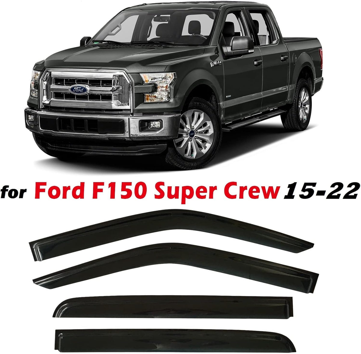 Dark Tinted Tape-On Side Window Vent Visor Deflectors Rain Guards Pack of 2 A8020