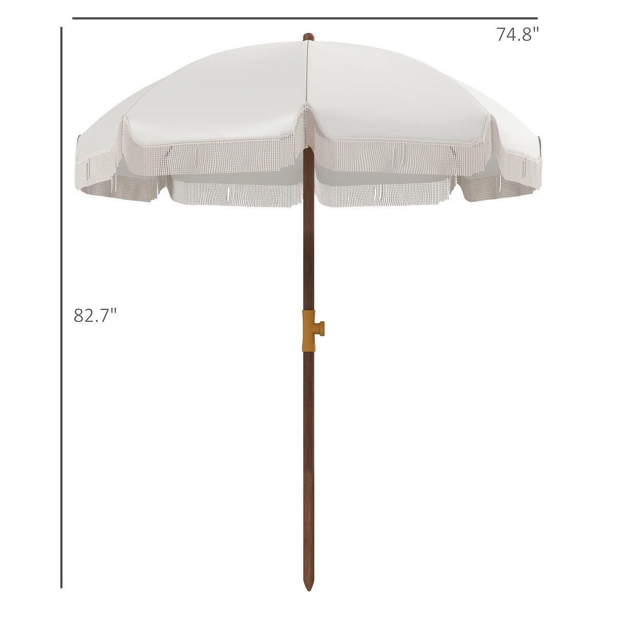 White Ruffled Beach Umbrella with Carry Bag X563