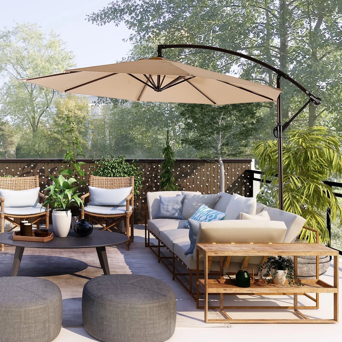 Beige 10 Ft Cantilever Offset Umbrella D281799