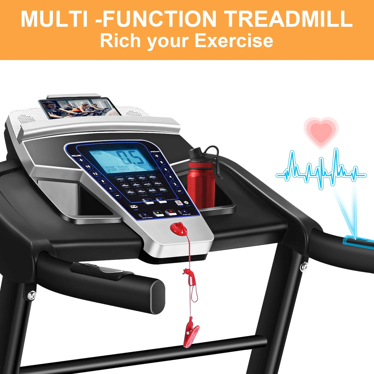 17'' Folding Treadmill with 15-Level Auto Incline, 3.25HP Motor, Black N33855
