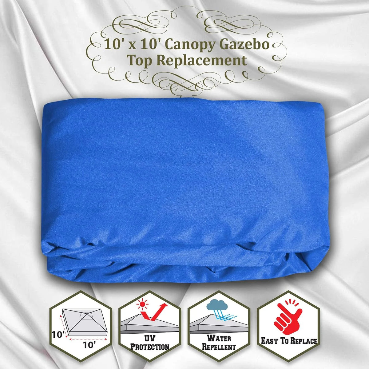 10'x10' Single Tier Blue Polyester Gazebo Canopy Top T801989