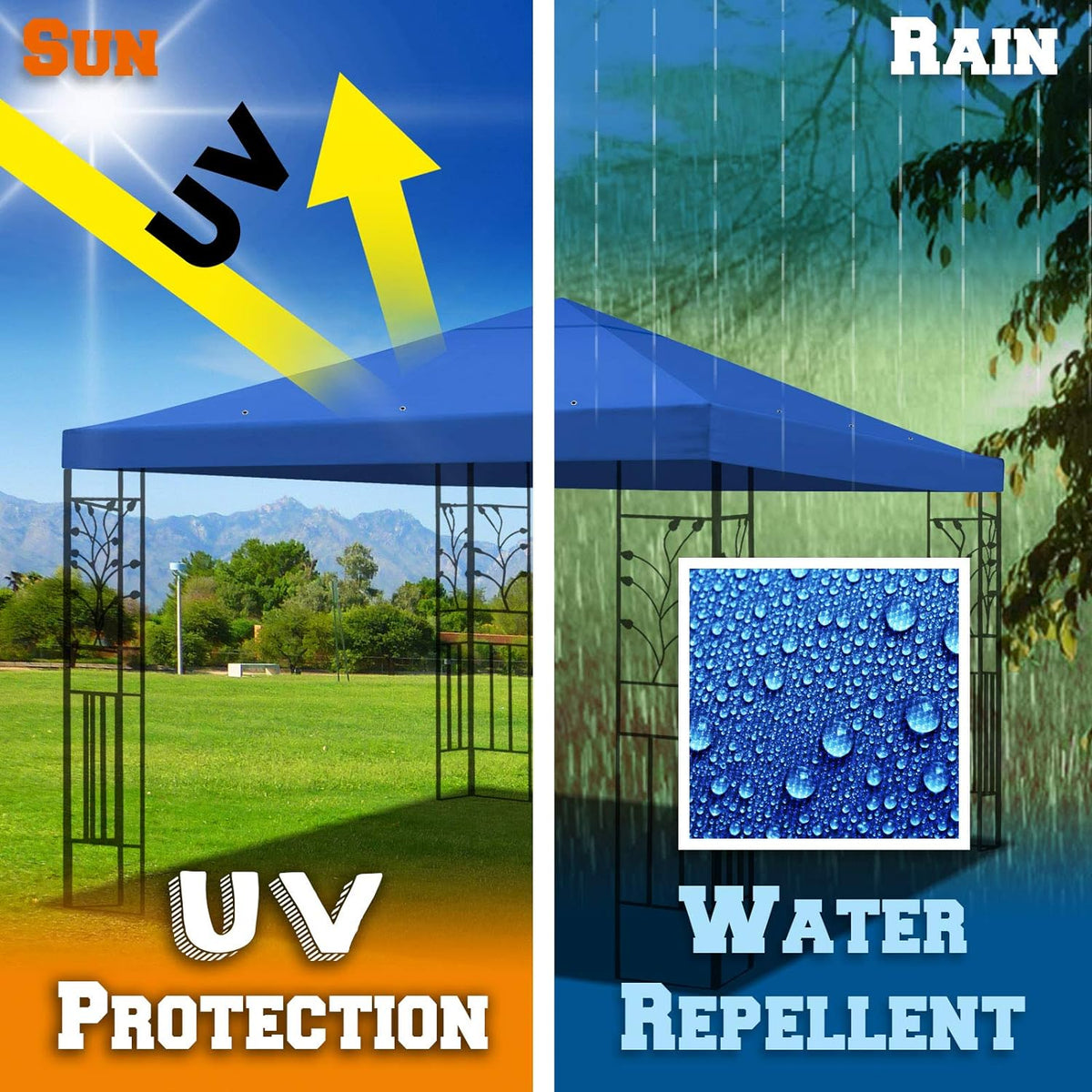 10'x10' Single Tier Blue Polyester Gazebo Canopy Top T801989