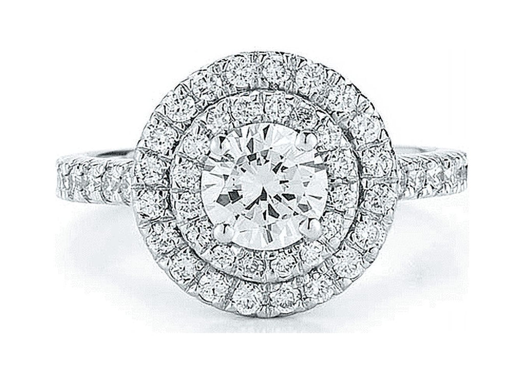 14k White Gold Double Halo Engagement Ring J605