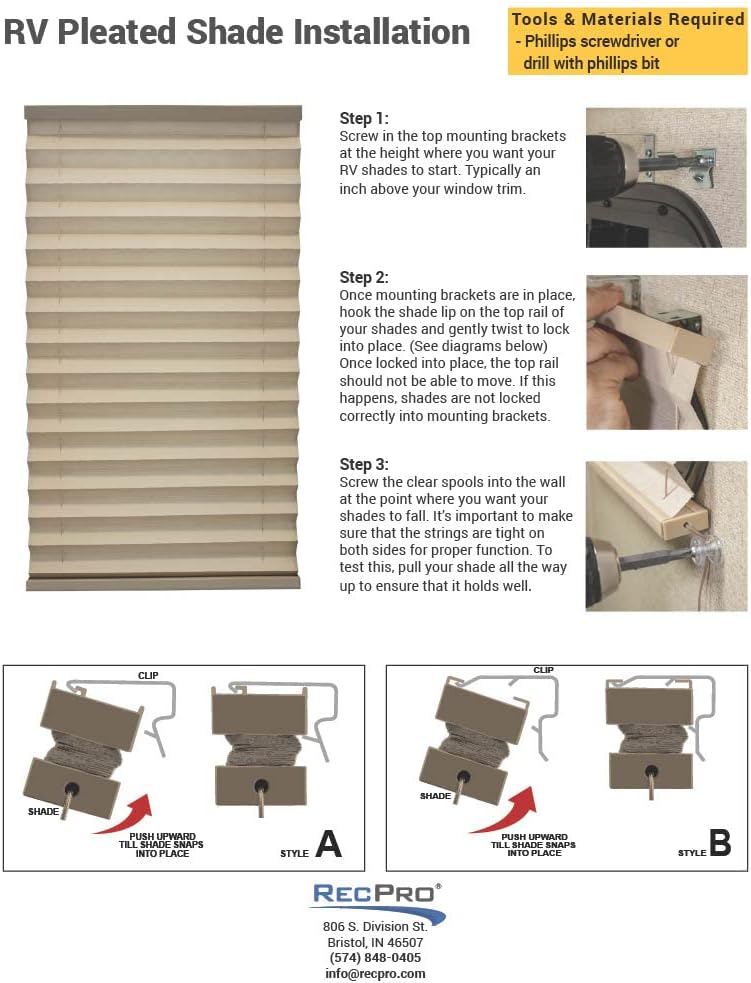Cappuccino Pleated RV Window Shades 38 W x 24 L Z348