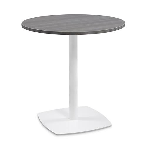 Round Café Table 36x22 Diameter Gray Table Top White Base T796