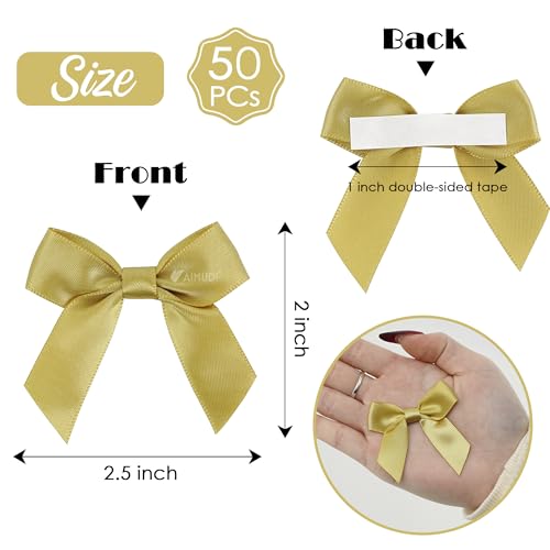 Red Satin Ribbon Bows 2" Self Adhesive 50 PCs Z97244