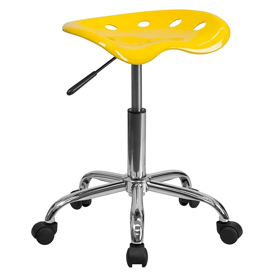 Orange-Yellow Rolling Plastic Stool with Tractor Seat X127055