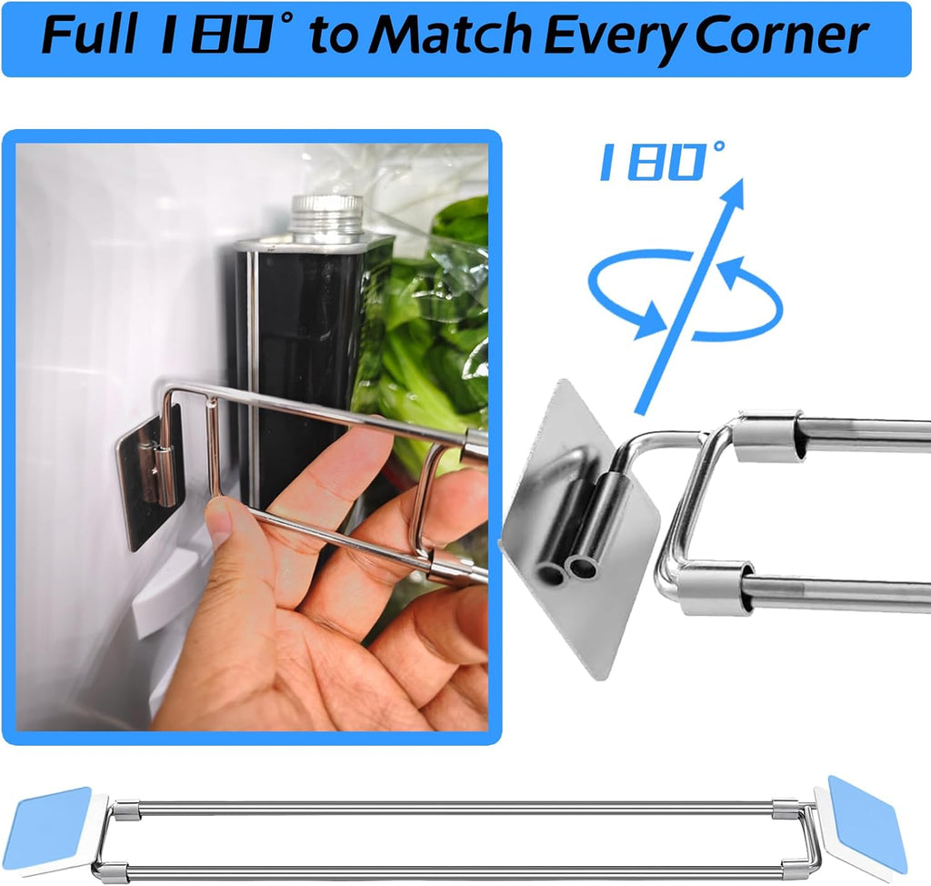 Stainless Steel Adjustable Refrigerator Tension Rods (2 Pack) B462