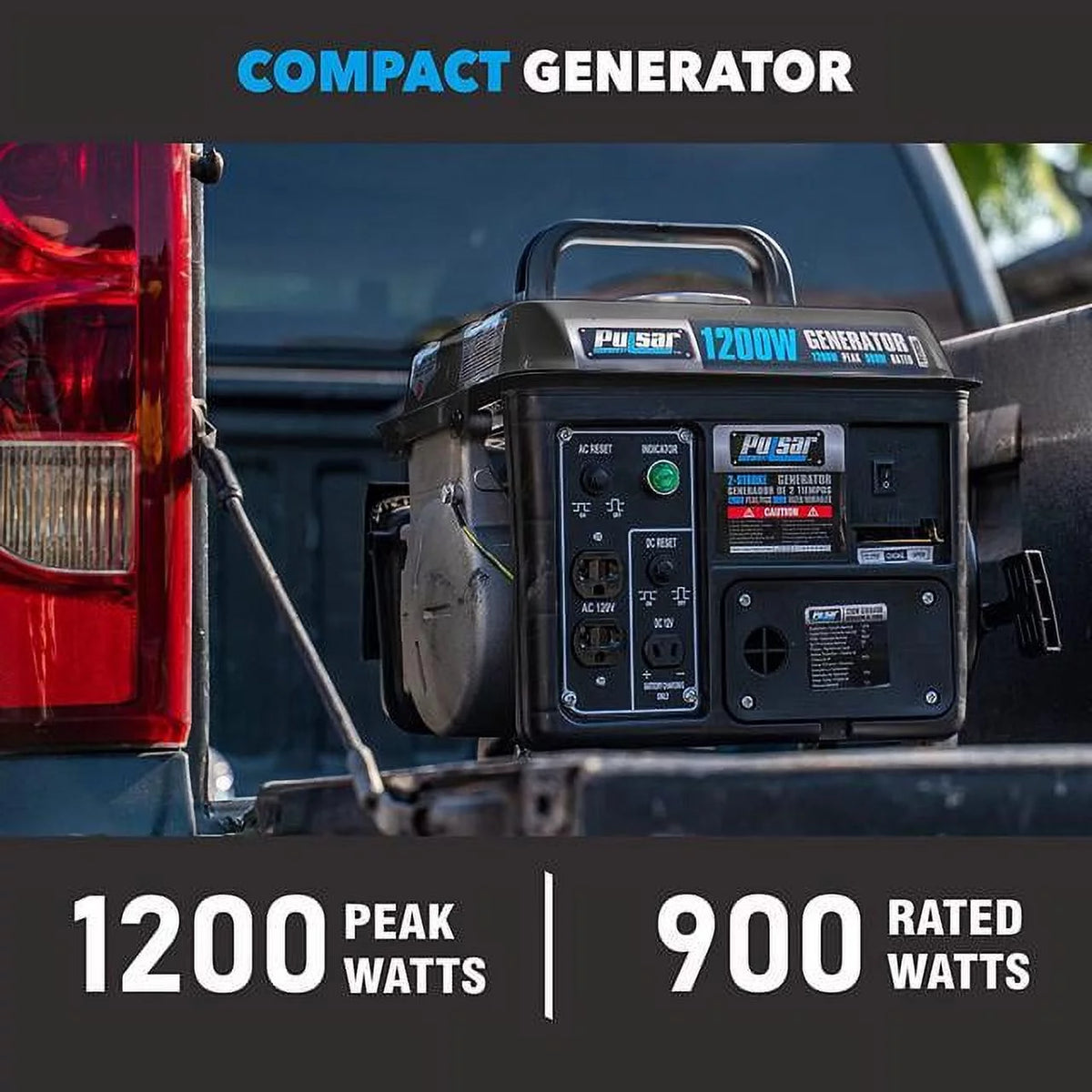 Portable Gas-Powered Generator with Carrying Handle, 1200W, Black/Gray F3352