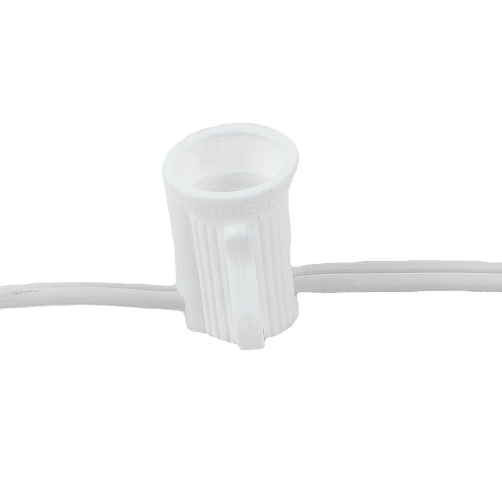 250 Foot C7 Christmas Stringer Bulk Reel, White Wire, Candelabra Base O528