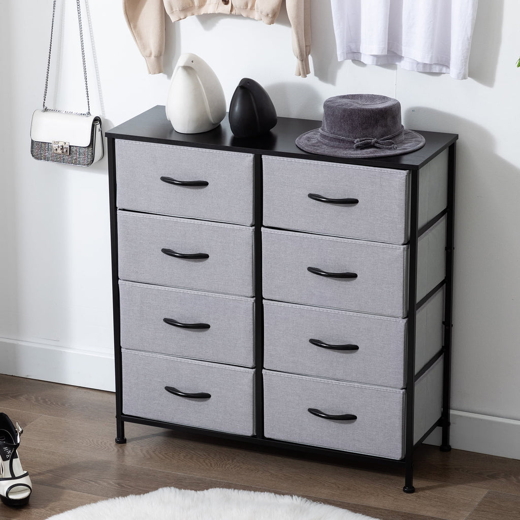 Black 8 Drawer Fabric Dresser C22638