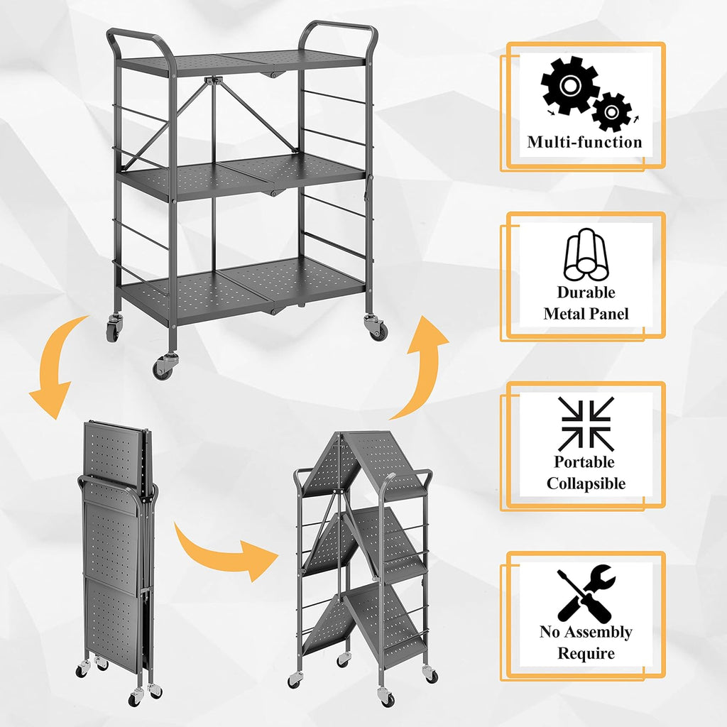 3 Tier Rolling Utility Cart with Wheels S37258