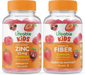 Zinc 25mg Kids Prebiotic Fiber Gummies Bundle Chewable Gluten Free GMO Free Vitamin Supplement A354
