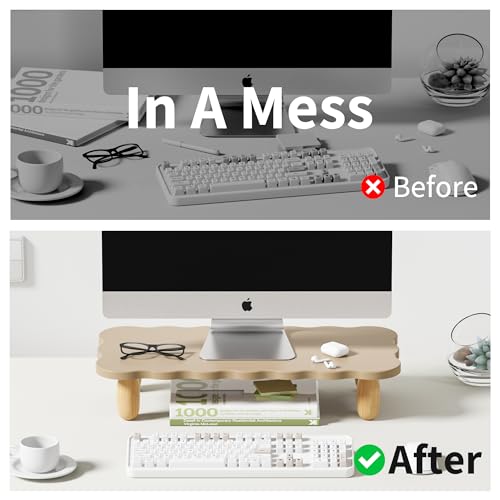 White Wood Monitor Stand Riser O59701