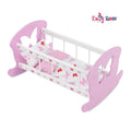 Doll Rocking Cradle with 3 Piece Reversible Doll Bedding I743