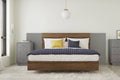 Queen Size 4 Piece Bedroom Set in Walnut and Greige A15491