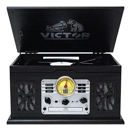 7-in-1 Turntable Music Center with 3-Speed Record Player, Graphite M9402