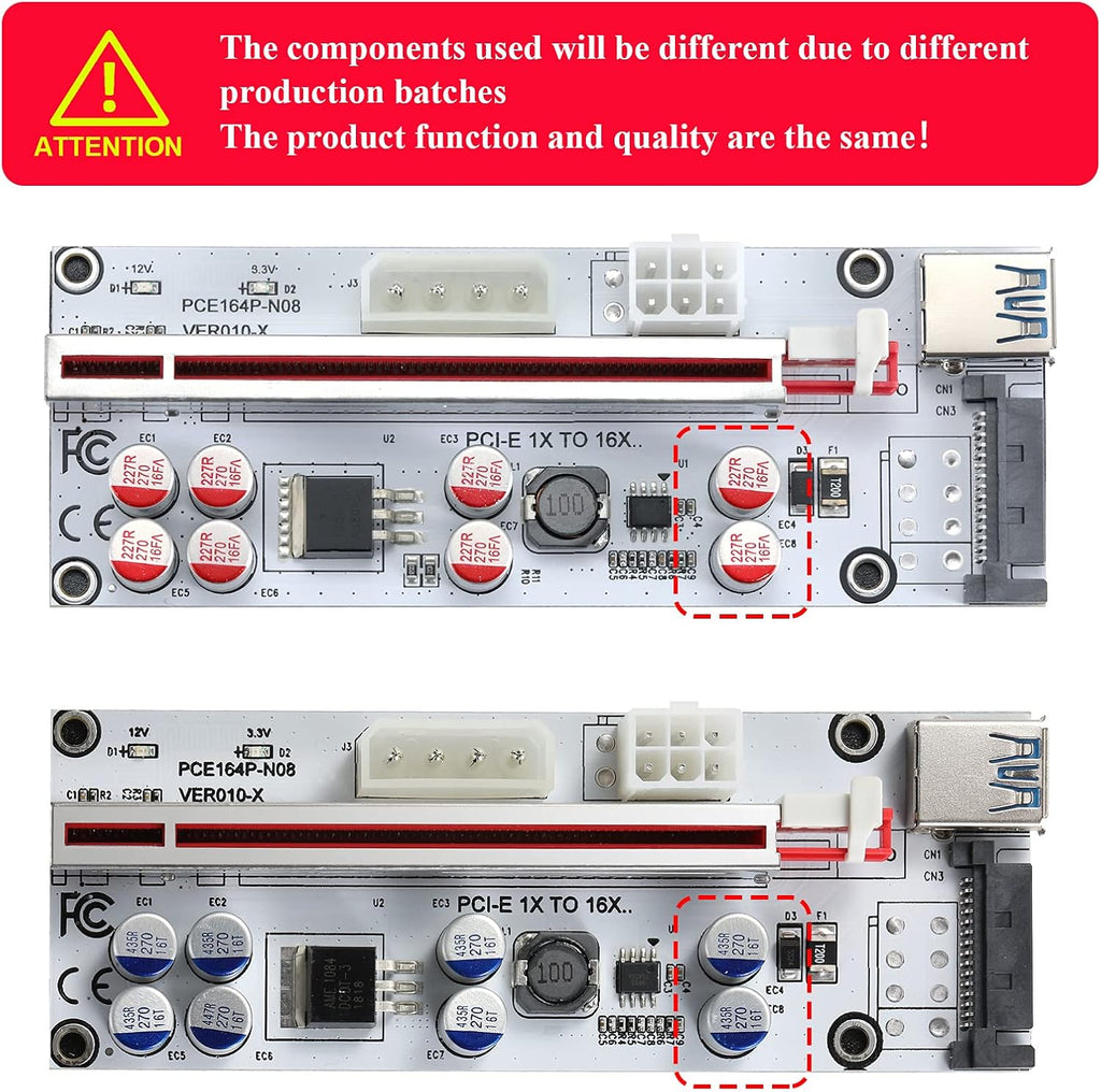 PCI-E 1X to 16X Riser Card with 24in USB 3.0 Extension Cable K268892