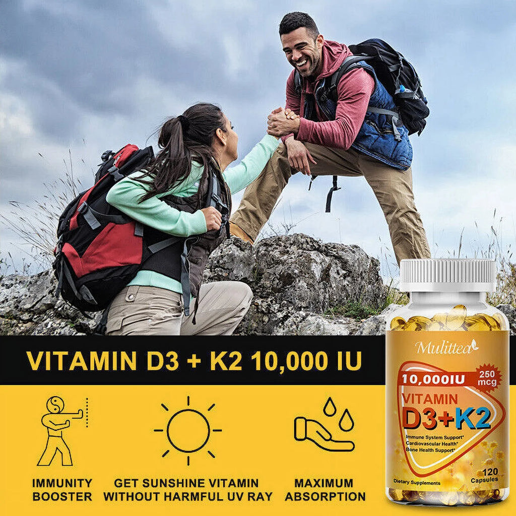 Vitamin K2 (MK7) with D3 10,000 IU 120 Capsules Pack of 2 A861