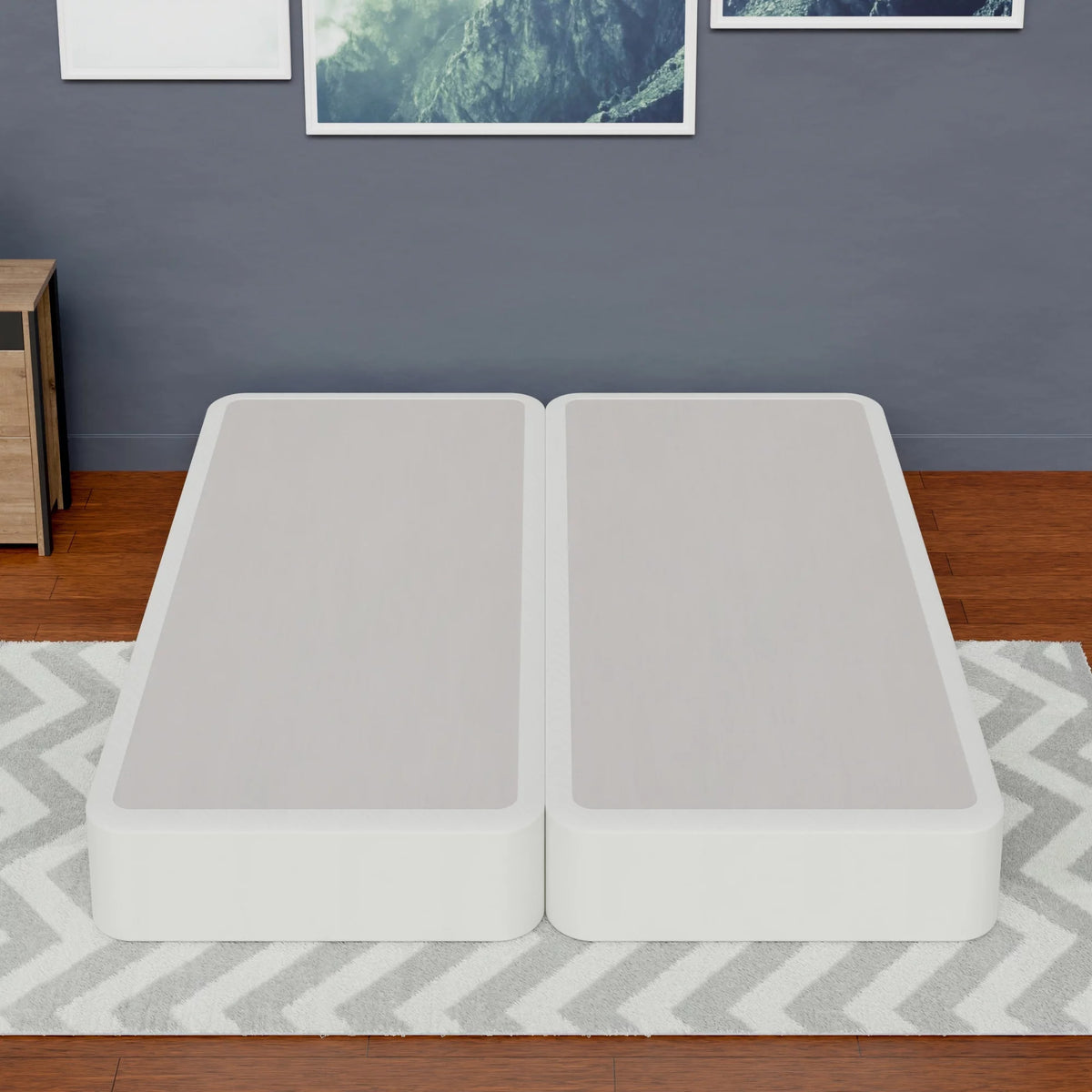 8-Inch Low Profile Wooden Box Spring, White Twin P7485