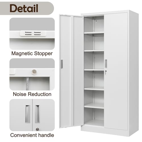 Black Metal Storage Cabinet with 5 Adjustable Shelves Z954