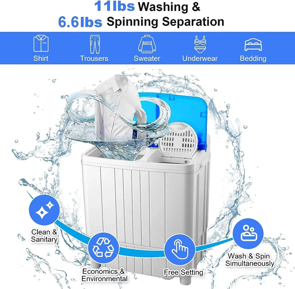11lbs Washer & 6.6lbs Spin Dryer Combo Washing Machine Z971284