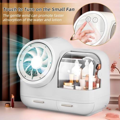 White 15" L×8.5"W×12"H Desktop Makeup Box with Drawers M58495