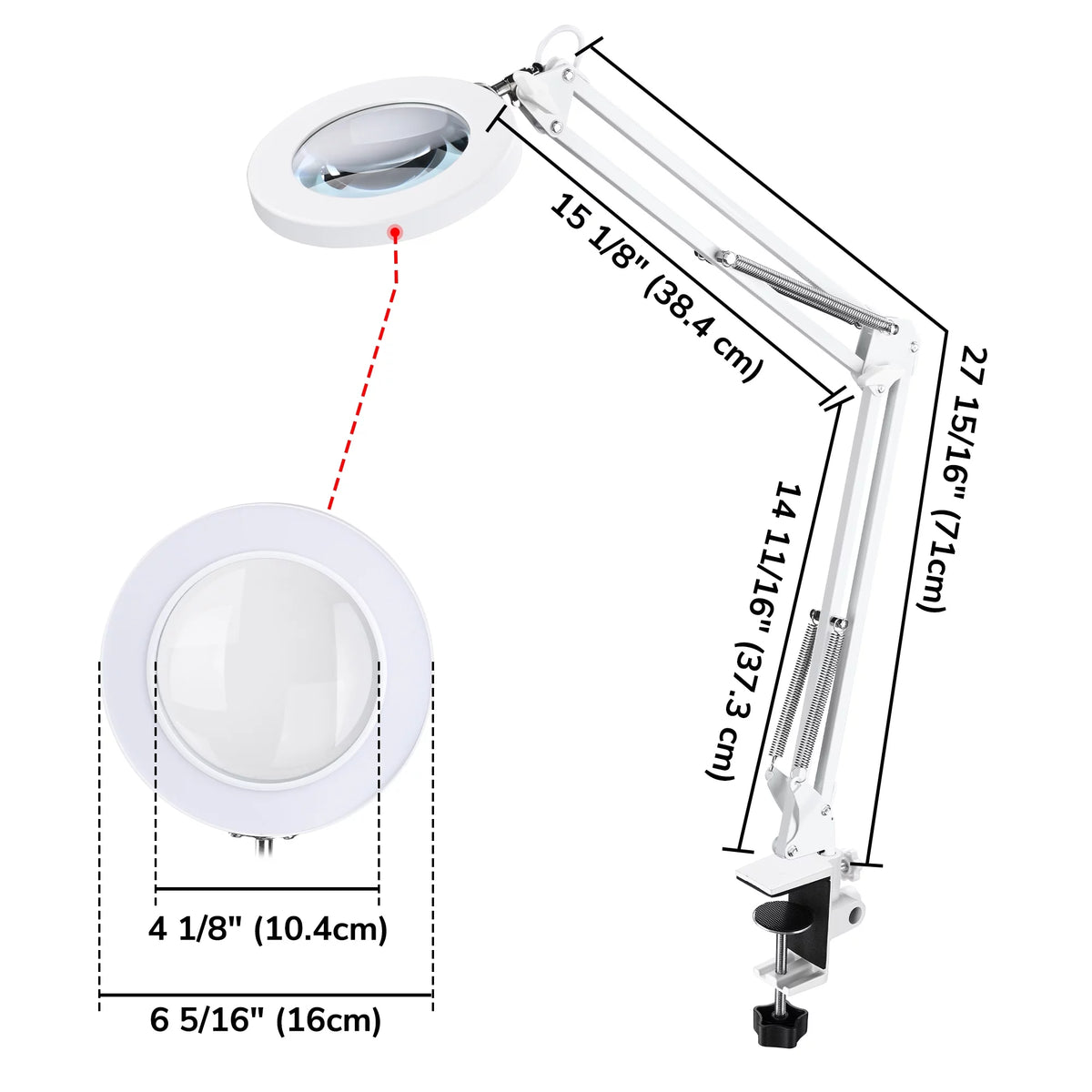 LED Magnifying Lamp Desk Light with Clamp Adjustable Arm O8135