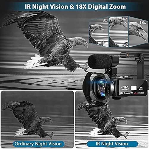 4K 48MP Camcorder with 3" Touch Screen, 2 Batteries, 32GB Card O46142