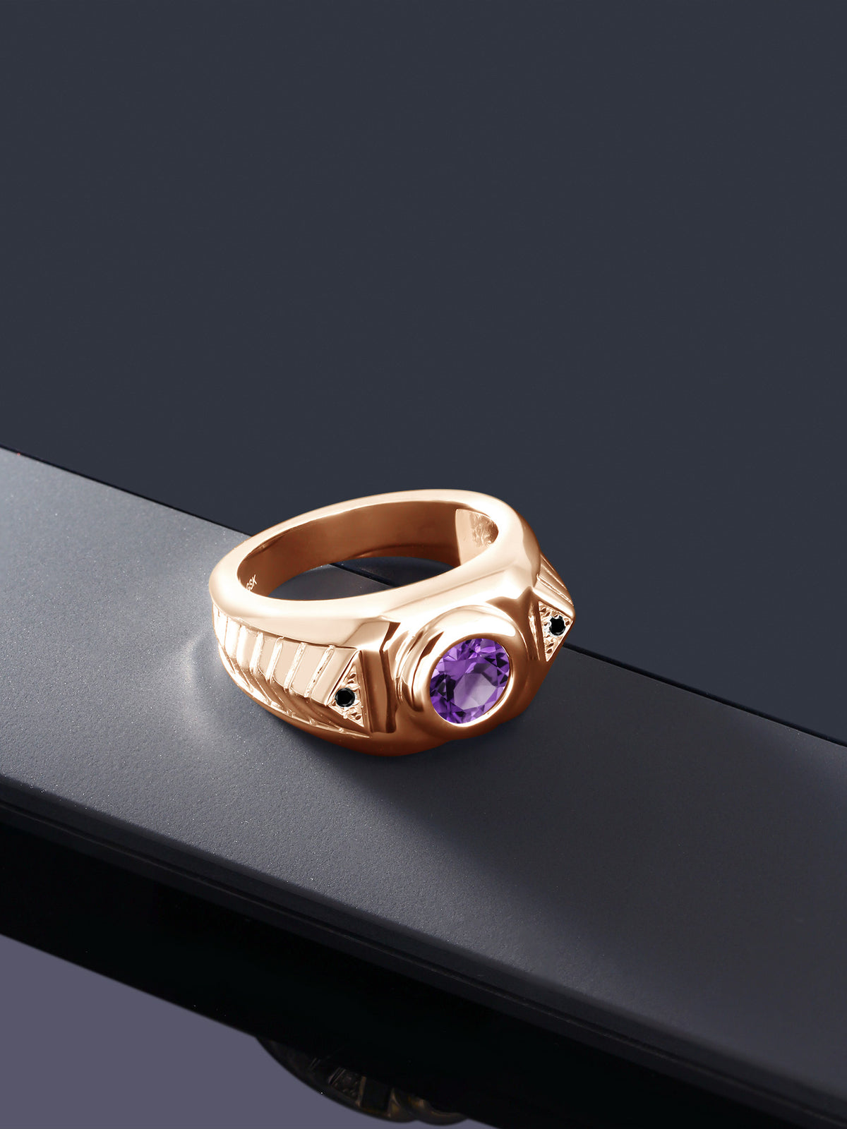 18K Rose Gold Plated Silver Men's Ring V3266