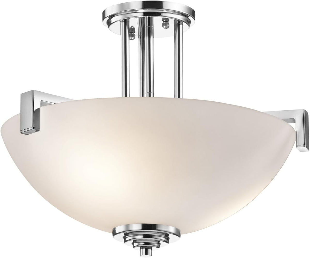 14.5 3 Light Convertible Pendant or Semi Flush with Satin Etched Cased Opal Glass in Brushed Nickel X26374