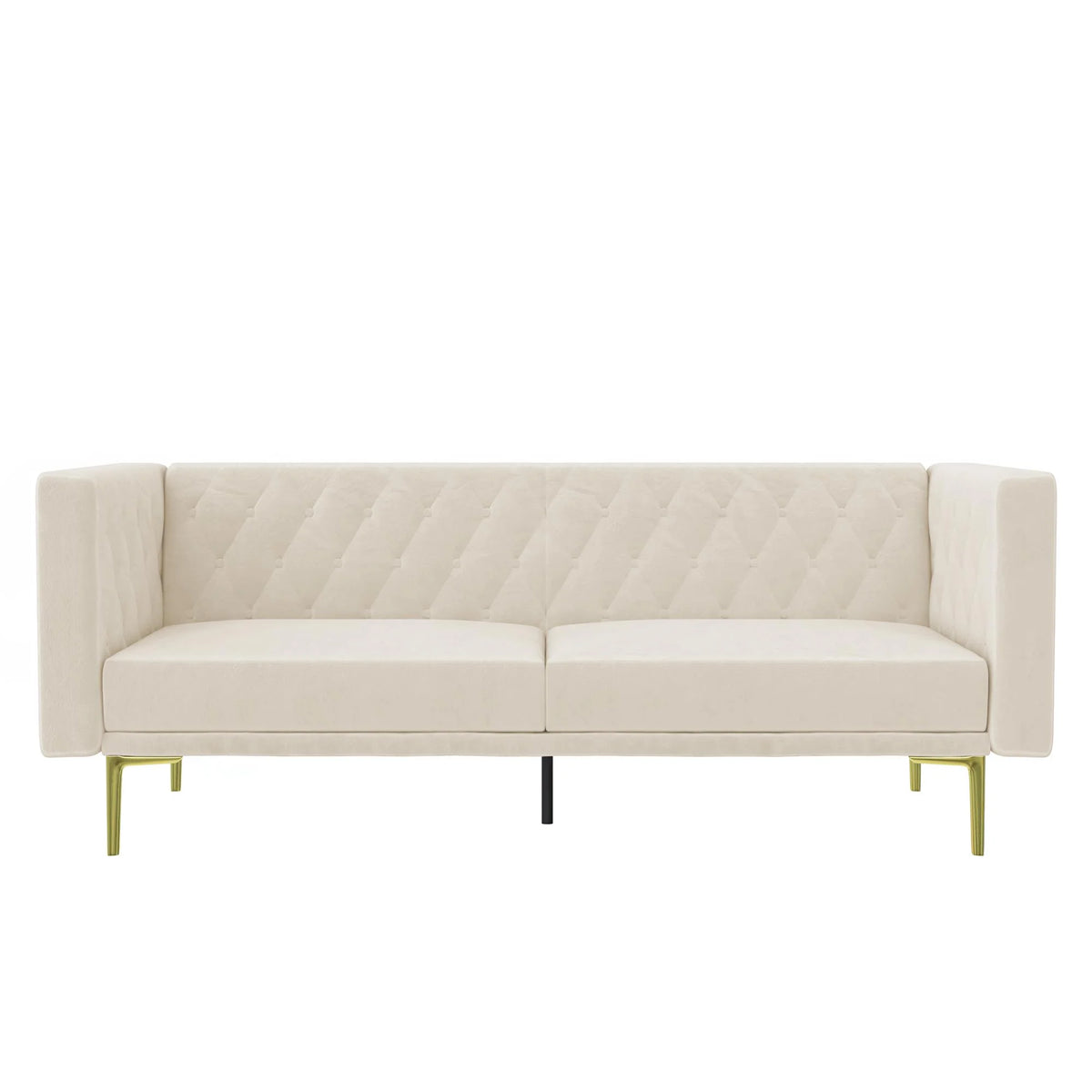 Ivory Velvet Sofa with Gold Finish Metal Legs D525