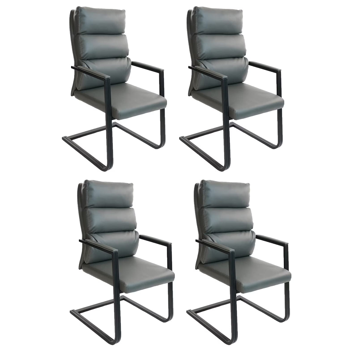 Gray 4 Pack Bonded Leather Office Guest Chair with Sled Base Z2331