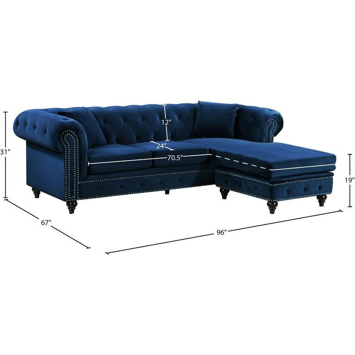 Navy Velvet Reversible Sectional I77938