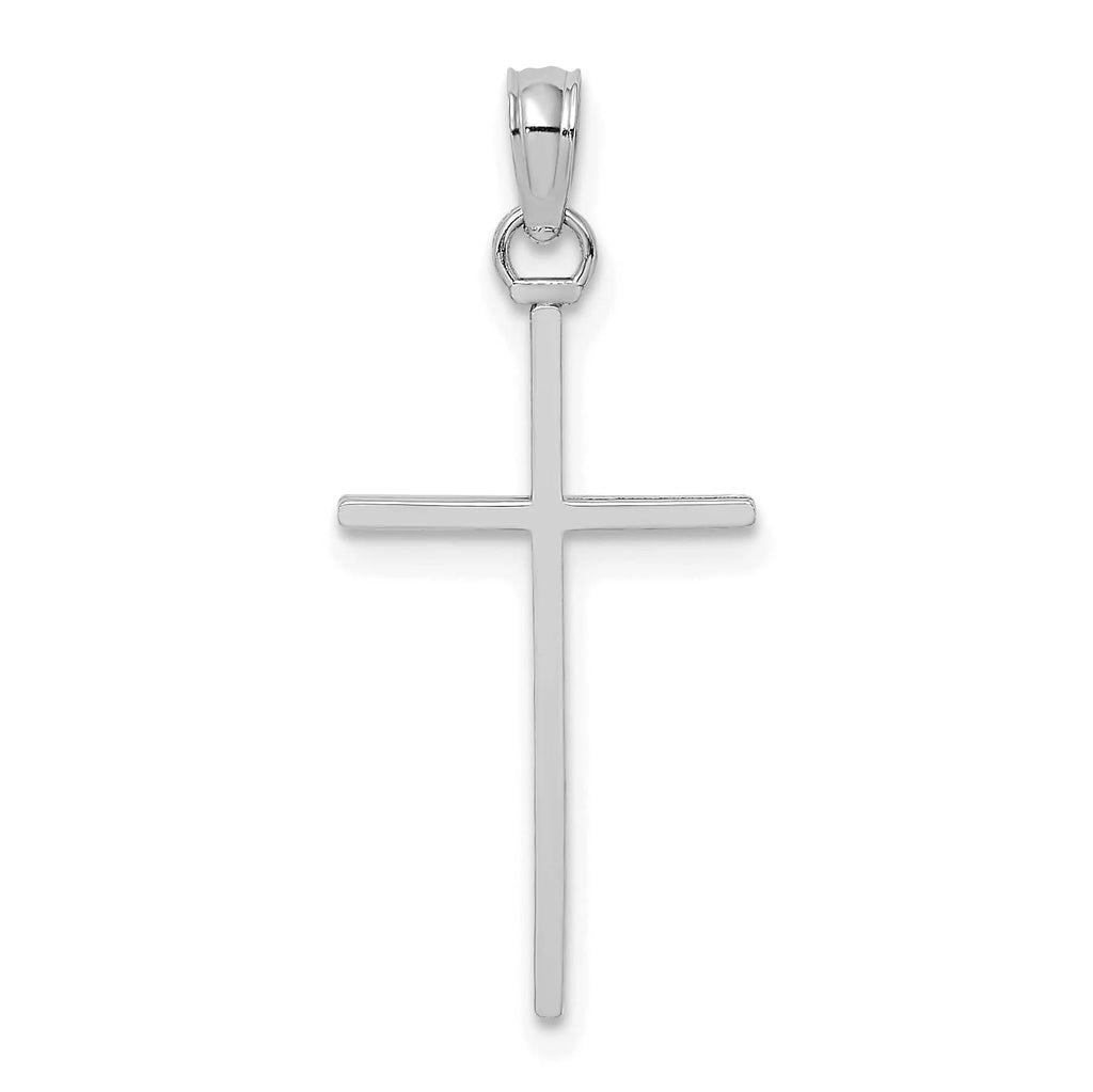 10K White Gold Stick Cross Charm T93591