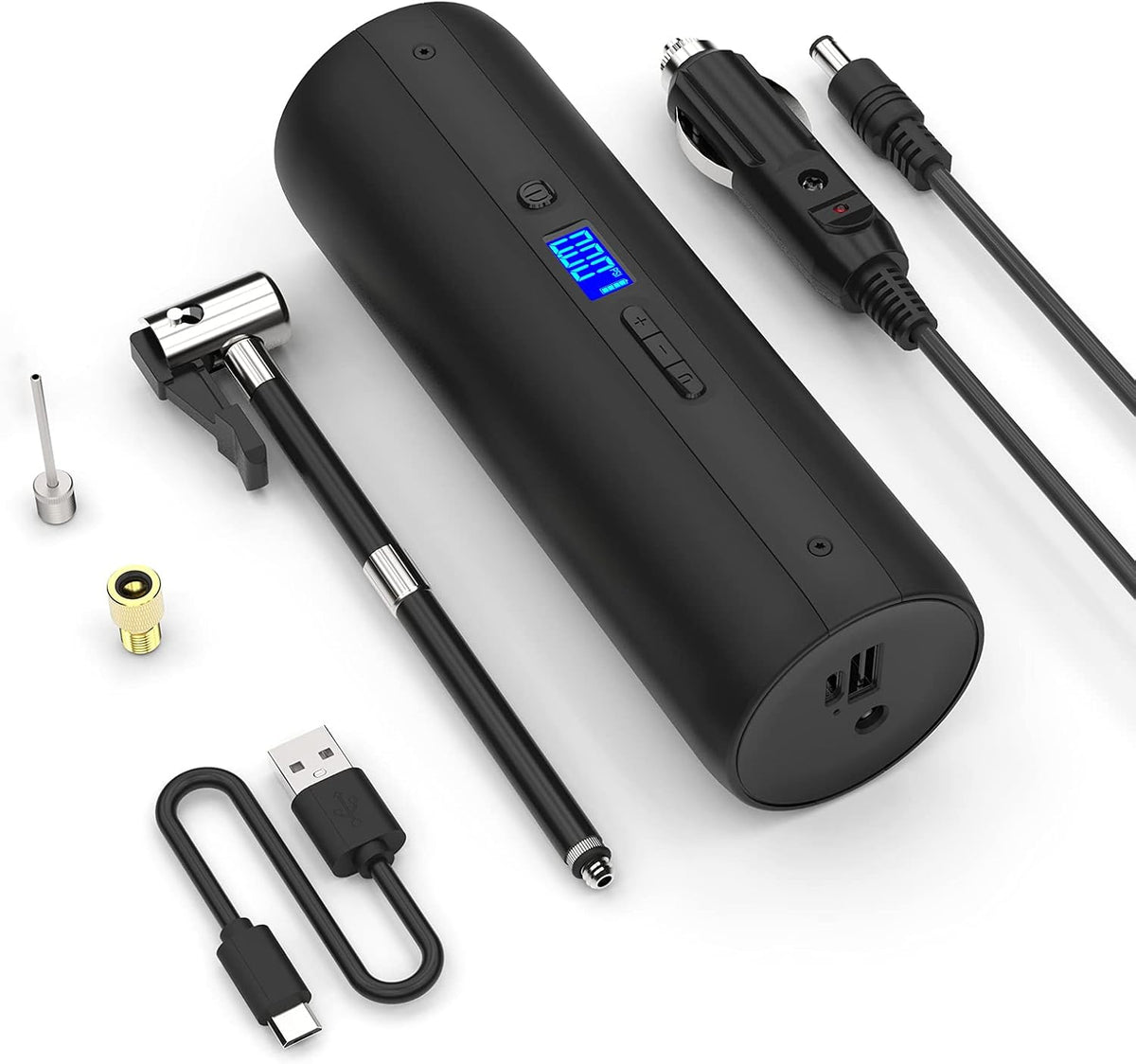 Rechargeable Portable Air Compressor Tire Inflator Electric Pump with Digital Gauge LCD Display LED Light 150PSI L199