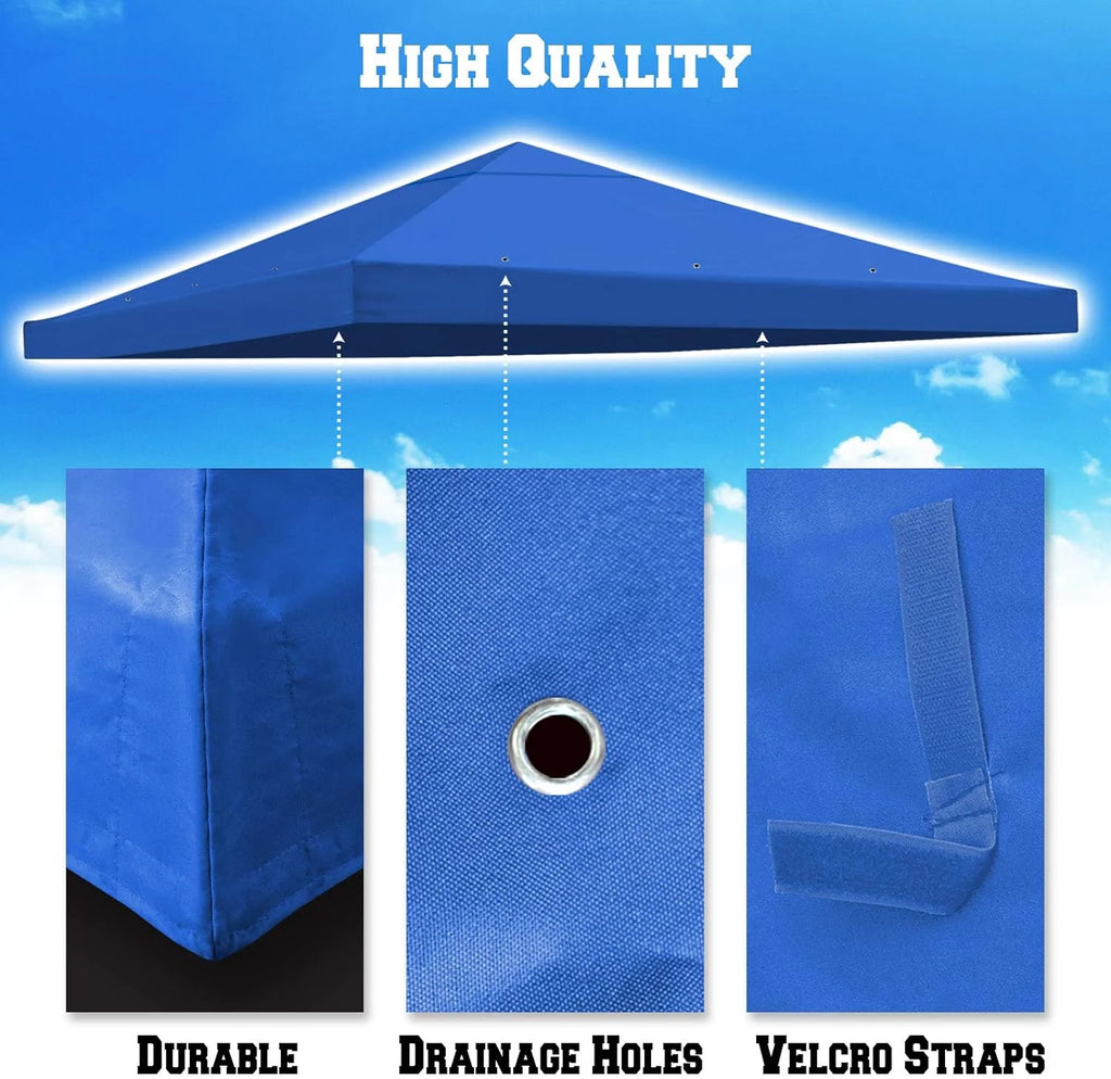 10'x10' Single Tier Blue Polyester Gazebo Canopy Top T801989