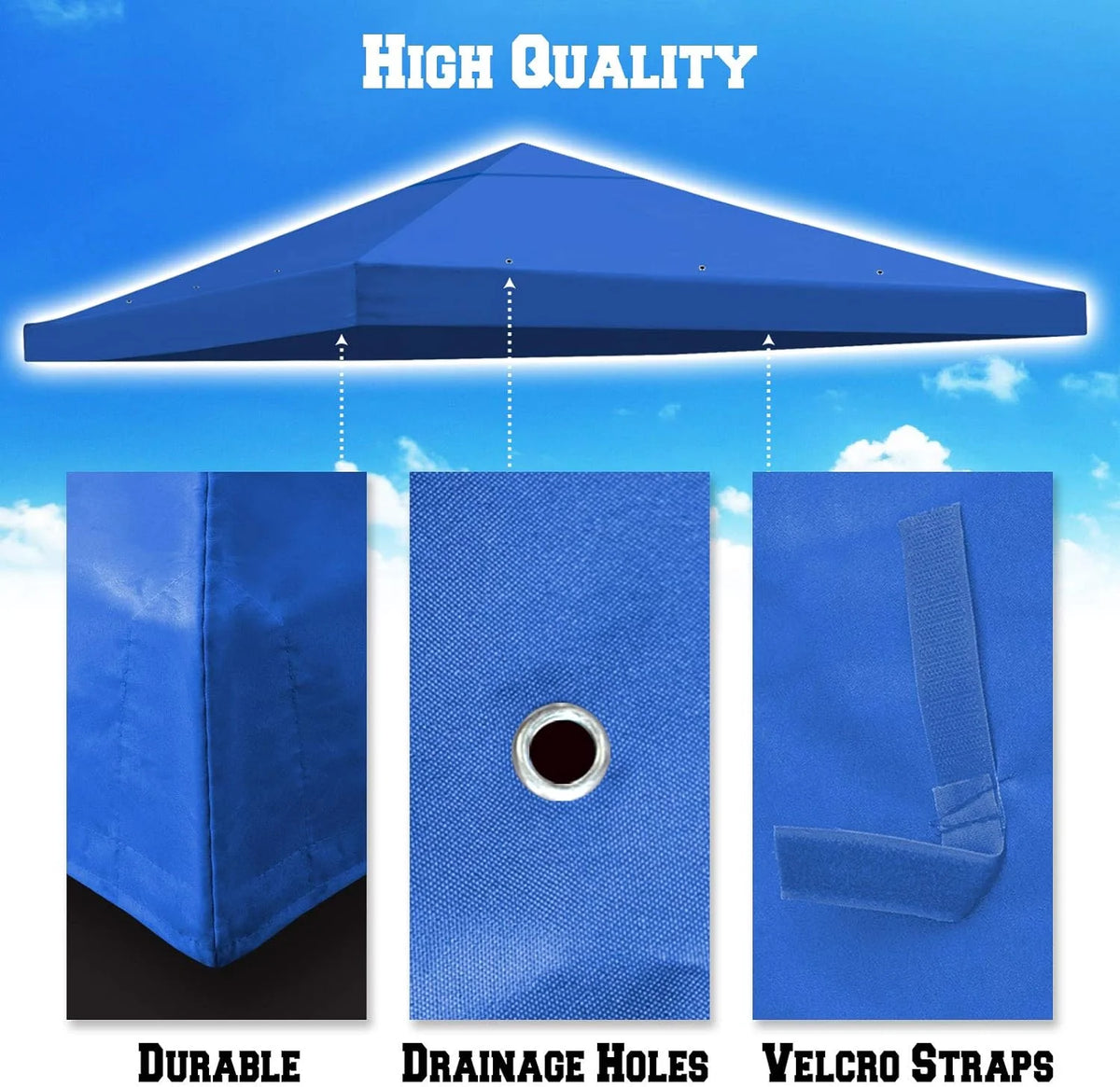 10'x10' Single Tier Blue Polyester Gazebo Canopy Top T801989