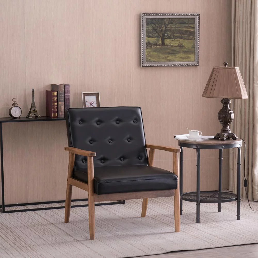 Black Fabric Upholstered Wooden Accent Chair Y71734