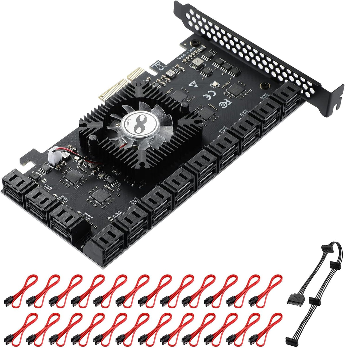 6 Port PCIe SATA 3.0 Card with 6 SATA Cables and Low Profile Bracket I8313