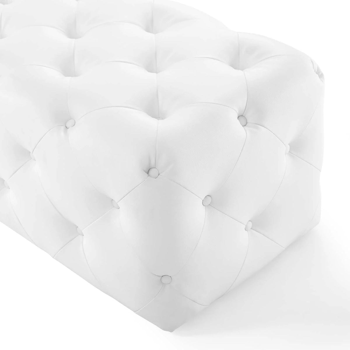 White Faux Leather Tufted Bench M332214