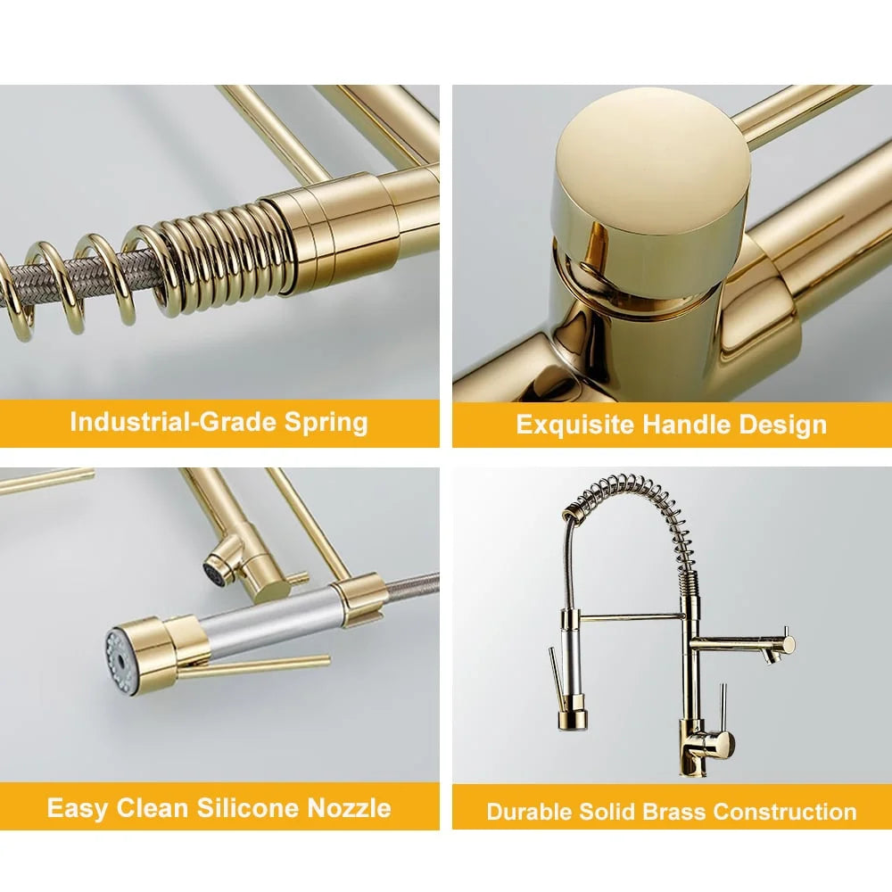 Pull Out Sprayer Kitchen Faucet Solid Brass H5468