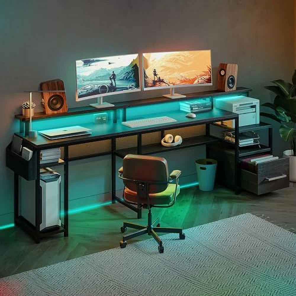 Computer Desk with Monitor Stand and File Cabinet B48997