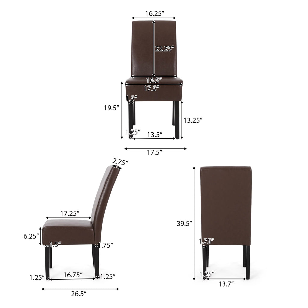 Faux Leather Dining Chairs Set of 6 Dark Brown N205
