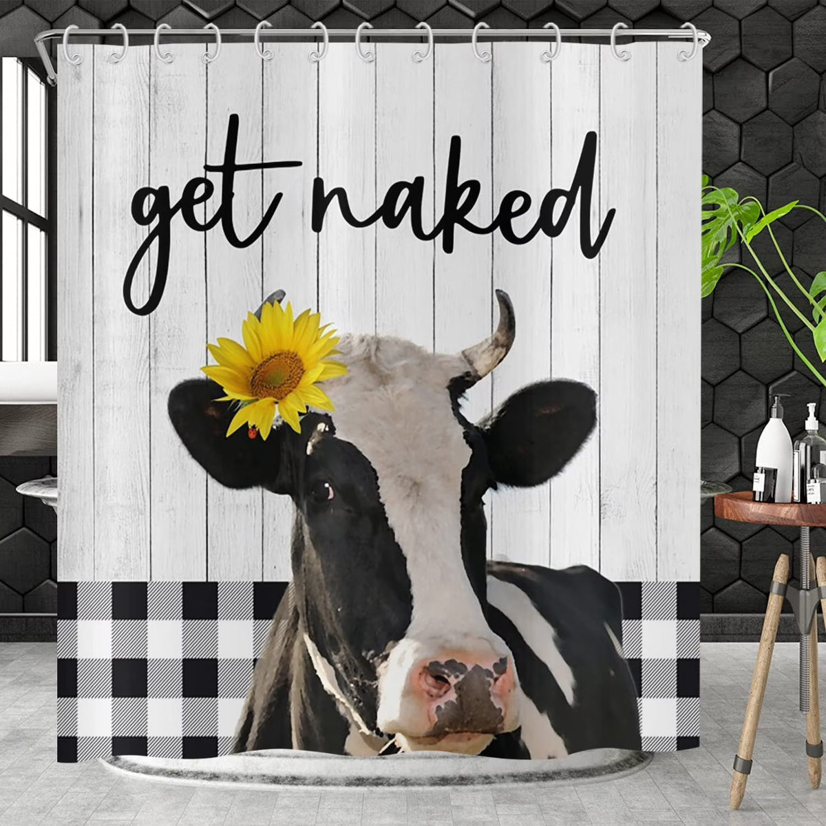 72x72 Inches Waterproof Polyester Shower Curtain with Hooks G487033