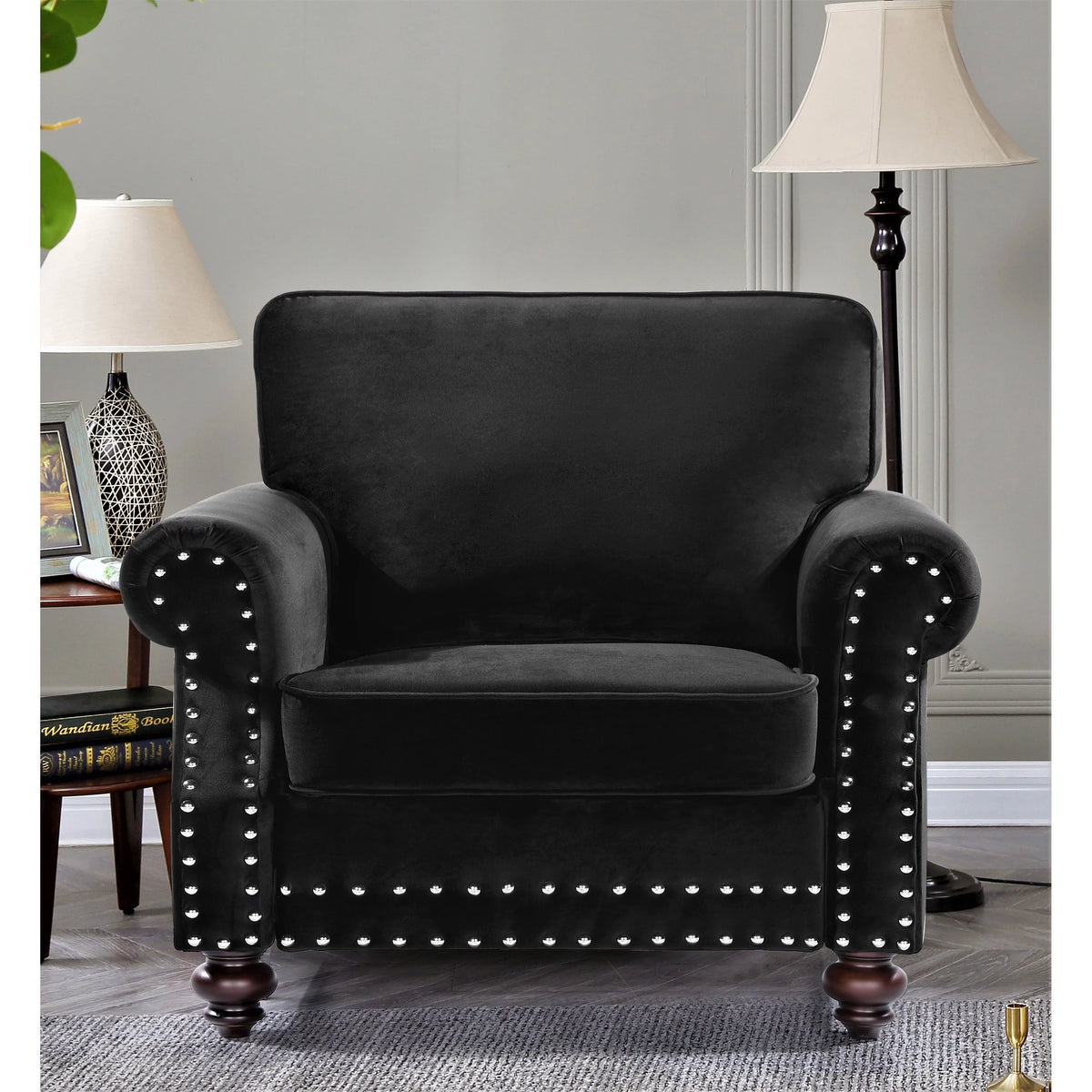 Dark Blue Velvet Chair N610
